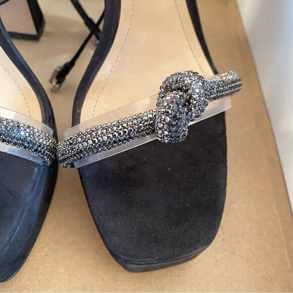 New SCHUTZ peaky platforms Shoes black suede rhinestone high heels 10 Revolve - Picture 14 of 15